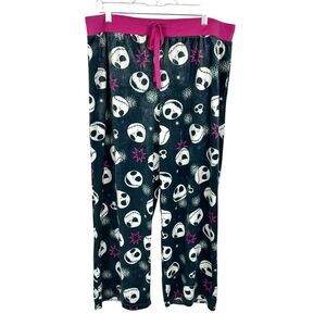 Disney Nightmare Before Christmas Black Pink Cozy Lounge PJ Bottoms Women XXL